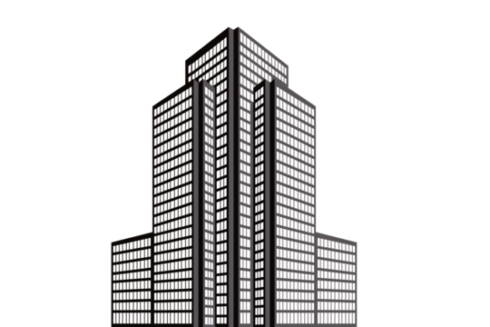 Modern High-Rise Building Illustration with Clean Lines and Architecture