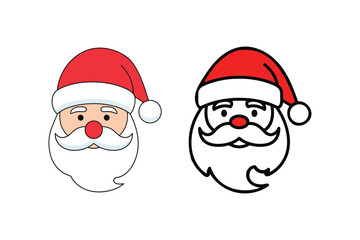 Cute Santa Claus face with red hat vector illustration