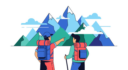 Adventurous Couple Explore Majestic Mountain Terrain and Contemplate Their Expedition