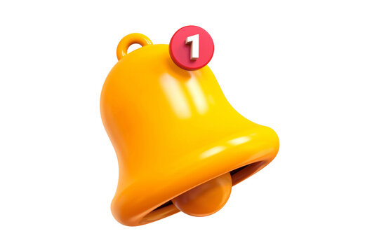 A golden notification bell icon with a red circular badge indicating one new alert, perfect for app alerts and reminders