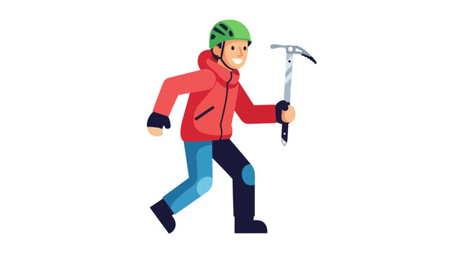 Adventurous Climber Holding Ice Axe Ready For Hiking During Exhilarating Exploration