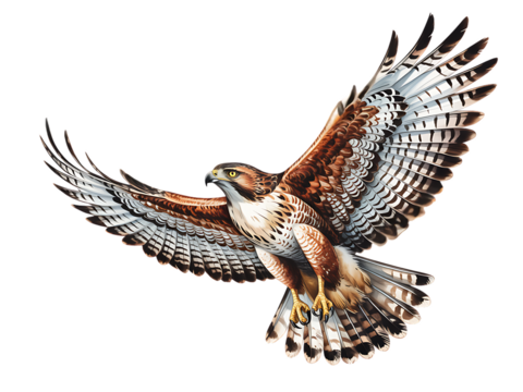 Majestic hawk soaring with wings spread wide