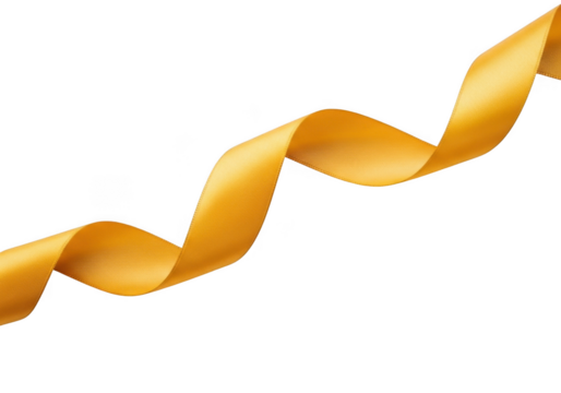 A flowing golden ribbon isolated on transparent background, symbolizing celebration, luxury, and elegance