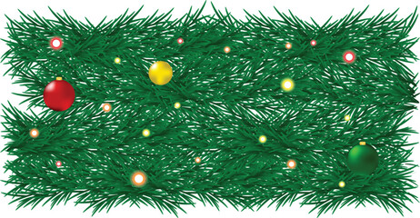 Christmas Garland with glowing light and hanging orbs -  winter festive design 