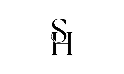 SH initial letters, monogram logo	
