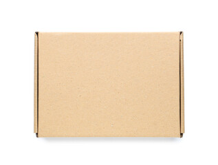 Cardboard packages with shipping label and barcode on white background