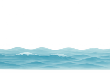 Blue ocean waves rolling across the water surface, creating a dynamic seamless vector illustration with transparent background
