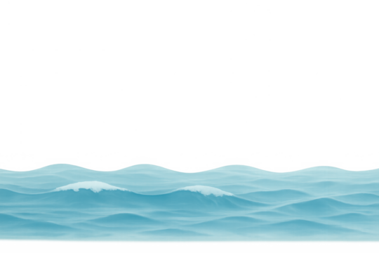 Blue ocean waves rolling across the water surface, creating a dynamic seamless vector illustration with transparent background