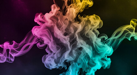 Abstract vibrant colorful smoke flowing in dynamic fluid motion