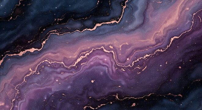 Elegant abstract cosmic marble with rose gold liquid art design - Powered by Adobe