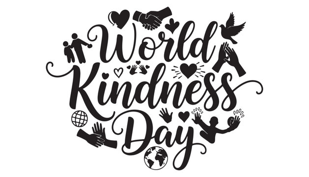 World kindness day typography with symbolic illustrations