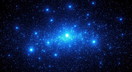 Abstract digital background featuring small bright blue and white dots radiating from central point.