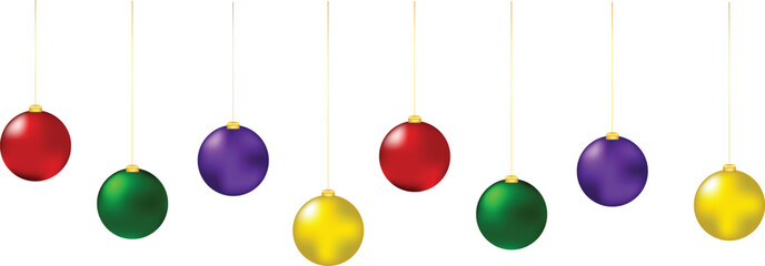 Elegant Hanging Christmas Baubles in Vibrant Festive Colors - Ornaments for Holiday Decoration and Seasonal Celebration