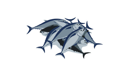 Fototapeta premium Pile of fresh tuna fish displayed on white background in modern design