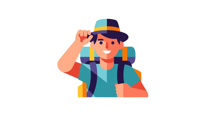 Adventurous Traveler Raising Hand, Welcoming Journeys and Embracing Expedition Lifestyle