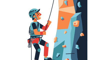 Adventurous Rock Climber Scaling a Textured Wall for Challenges And Sport