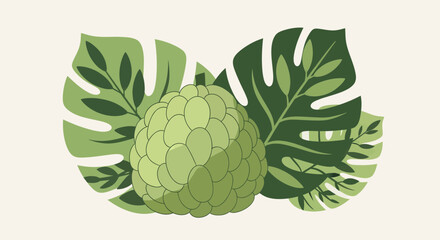 Aesthetic Vector Illustration Featuring Fruit and Greenery Elements on Isolated Backdrop