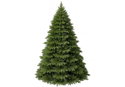 A realistic artificial christmas tree isolated on transparent background, perfect for holiday decorations and seasonal designs