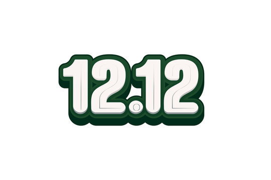 1212 Number Graphic with 3D Effect and White Outline on White Background