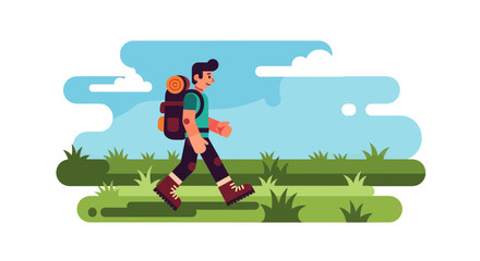 Adventurous Traveler Embarks on a Journey Through the Vivid Natural Landscape