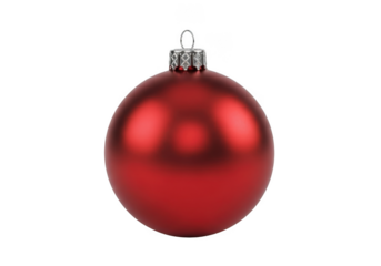 A single red christmas bauble ornament, isolated on transparent background