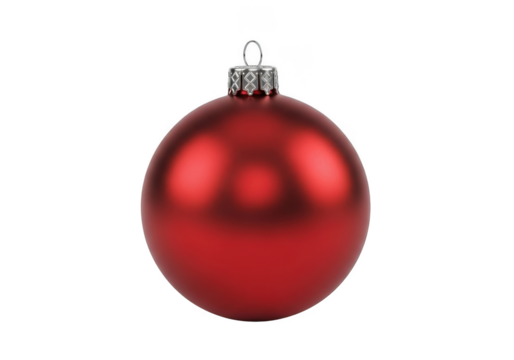 A single red christmas bauble ornament, isolated on transparent background - Powered by Adobe