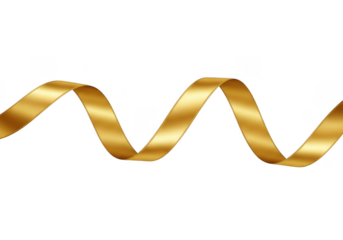 A flowing golden ribbon isolated on transparent background, representing celebration, luxury, and elegance