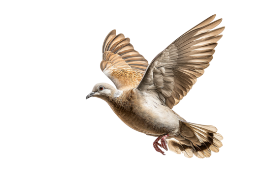Bird in flight with outstretched wings on a transparent background, cut out