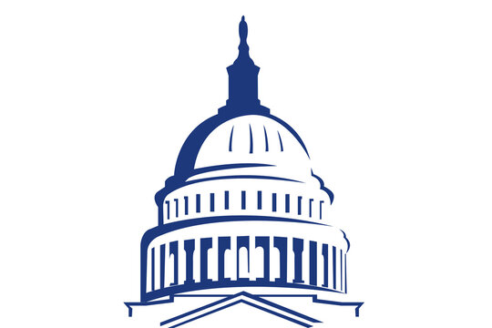 Stylized blue dome of a significant governmental edifice, symbolizing legislative power, democracy, and national governance in a historical architectural representation