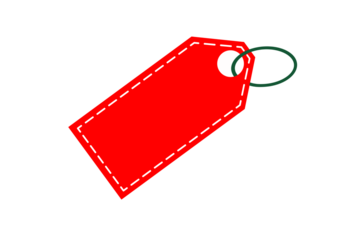 Red Price Tag Icon with Hole and String Loop, Ideal for Retail and Sales Promotions