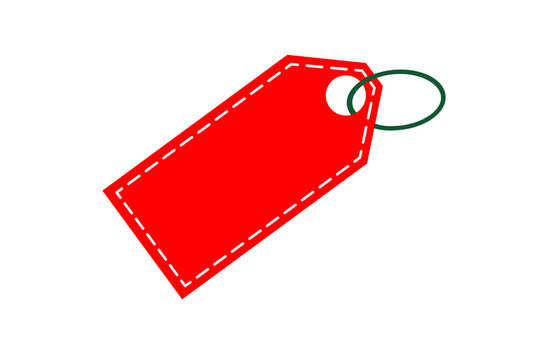 Red Price Tag Icon with Hole and String Loop, Ideal for Retail and Sales Promotions
