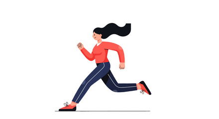 Obraz premium Animated Cartoon Of A Woman Jogging Across A Black Backdrop During Exercise Activity