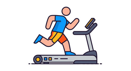 Fototapeta premium Animated Person Exercising On Treadmill: Fitness, Cardio, And Workout Illustration