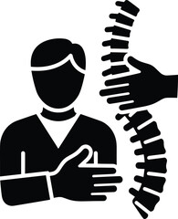Silhouette of person with hands on spine and another hand touching spine back human