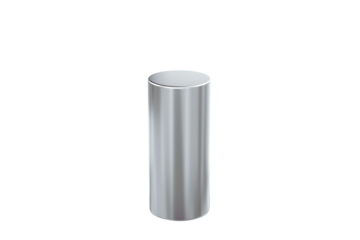 Simple, metallic, cylindrical design for diverse applications on a white background, versatile shape