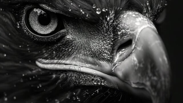 eagle close up black and white