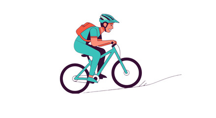 Fototapeta premium Bicyclist In Action, Riding Bike Energetically, Joyful Person On A Journey