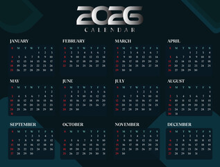 vector colorful Calendar 2026 design
