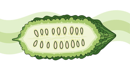 Bitter Melon Illustration: A Cross-Section of Dietary Deliciousness and Organic Freshness