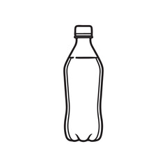 Plastic soda bottle outline vector flat illustration