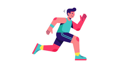 Obraz premium Cartoon Athlete Running on Black Backdrop Depicting Sports and Competitive Vigor