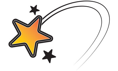 Yellow shooting star icon flat vector design