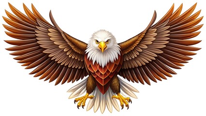 Majestic bald eagle with wings spread wide in flight