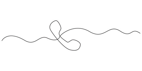 Phone line continuous drawing vector. One line Handset vector background. Handset icon. Continuous outline of a Home phone., Line drawing handset cell. Single draw phone icon, line art contact us 