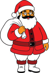 Santa Claus  A cheerful figure, dressed in traditional red attire, embodies the spirit of giving, carrying a large sack of presents, bringing holiday cheer. 