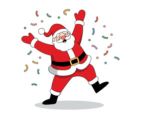 Santa Claus celebrates with confetti, embodying the joy and festive spirit of the holiday season.