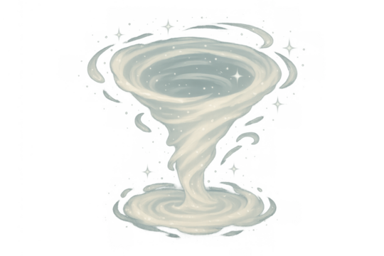 Swirling ethereal air vortex creating magical energy burst on transparent background, symbolizing power and fantasy