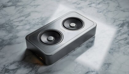 Modern brushed metal sound box High resolution photo.