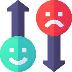 Positive growth and negative decline emotional feedback arrows
