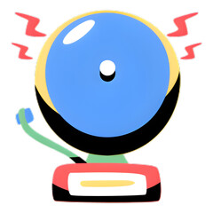 Ringing classic alarm bell illustration with sound waves design